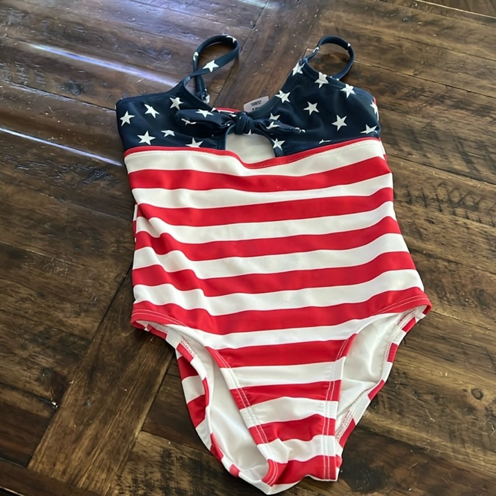 Old Navy Red and White One Piece Swimsuit